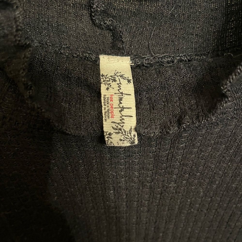 Free People Black Waffle Mock neck Long sleeve Top - Picture 6 of 8